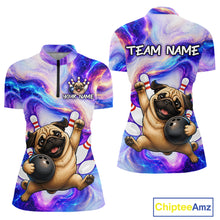 Load image into Gallery viewer, Colorful shirt with pug design and customizable text on a white background