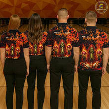 Load image into Gallery viewer, Custom Flame Skeleton Bowling Shirt for Men Bowling Jersey Polo &amp; Quarter-Zip Bowling Outfit QZT1011