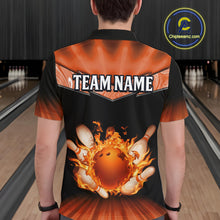 Load image into Gallery viewer, Orange Flame Bowling Team Shirt Customized Polo &amp; Quarter-Zip Bowling Team Jersey for Men QZT838