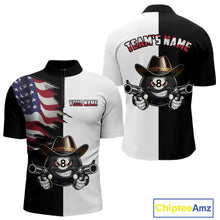 Load image into Gallery viewer, Custom American Flag Funny 8 Ball Billiard Shirts for Men Billiard League Jersey Pool Shirts BHT11