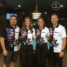 Load image into Gallery viewer, Custom American Flag Funny 8 Ball Billiard Shirts for Men Billiard League Jersey Pool Shirts BHT11