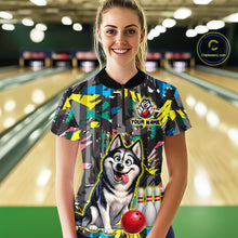 Load image into Gallery viewer, Funny Husky Bowling Shirt for Women Custom Bowling Team Jersey Polo &amp; Quarter-Zip QZT971