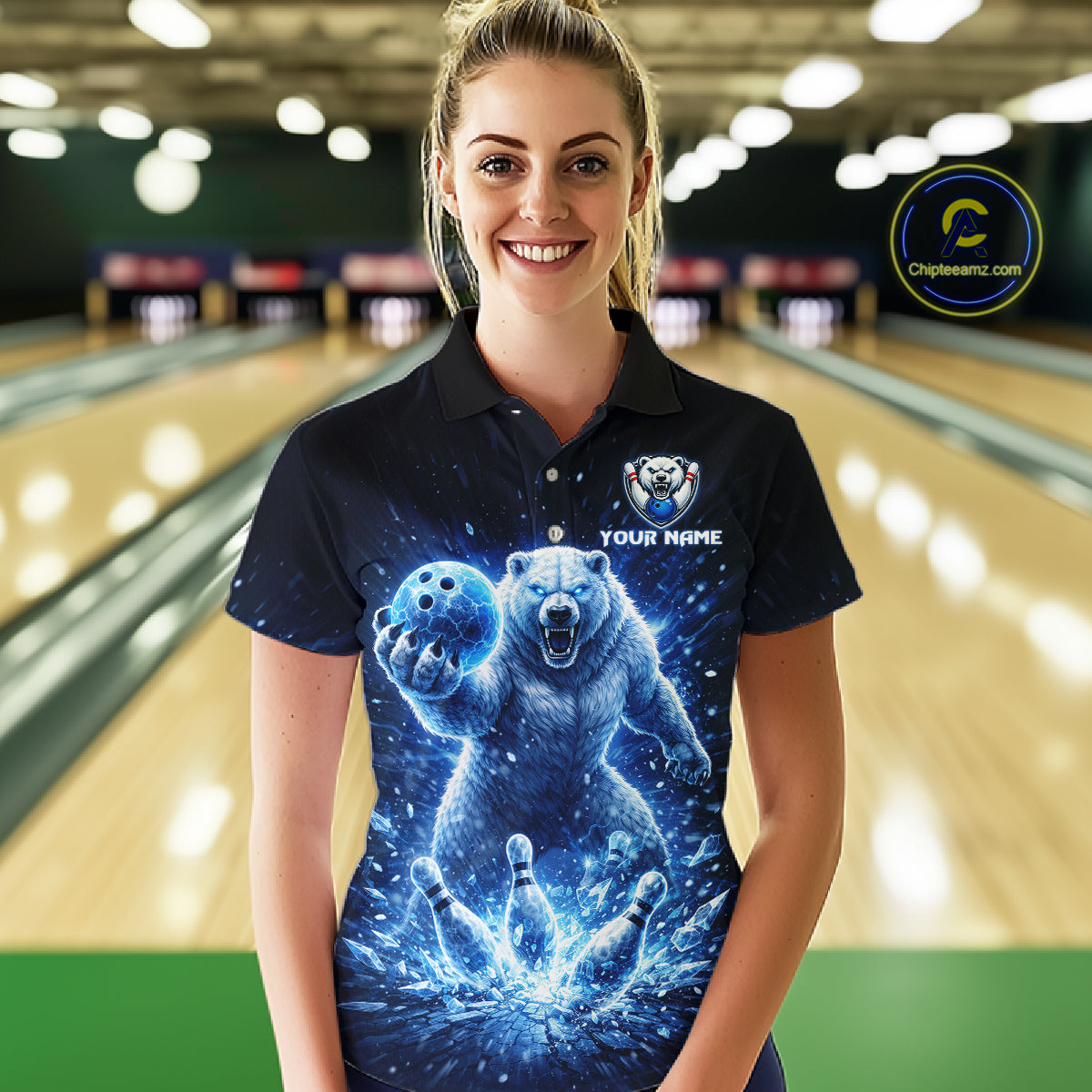 Custom Polar Beer Bowling Team Shirt for Women Ice Bowling Jersey Polo & Quarter-Zip QZT973
