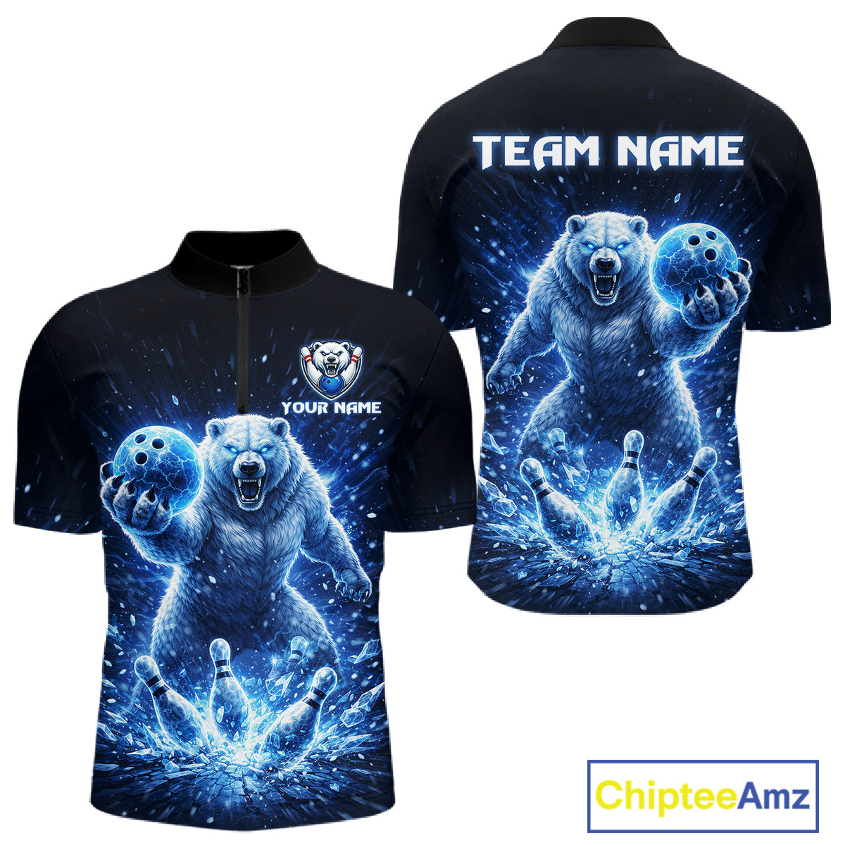 Custom Polar Beer Bowling Team Shirt for Men Ice Bowling Jersey Bowling Uniform Polo & Quarter-Zip QZT973