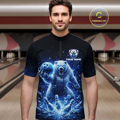 Custom Polar Beer Bowling Team Shirt for Men Ice Bowling Jersey Bowling Uniform Polo & Quarter-Zip QZT973