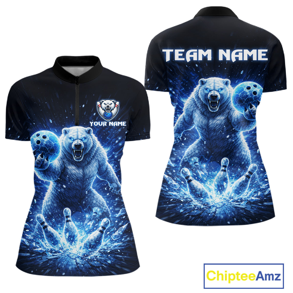 Custom Polar Beer Bowling Team Shirt for Women Ice Bowling Jersey Polo & Quarter-Zip QZT973