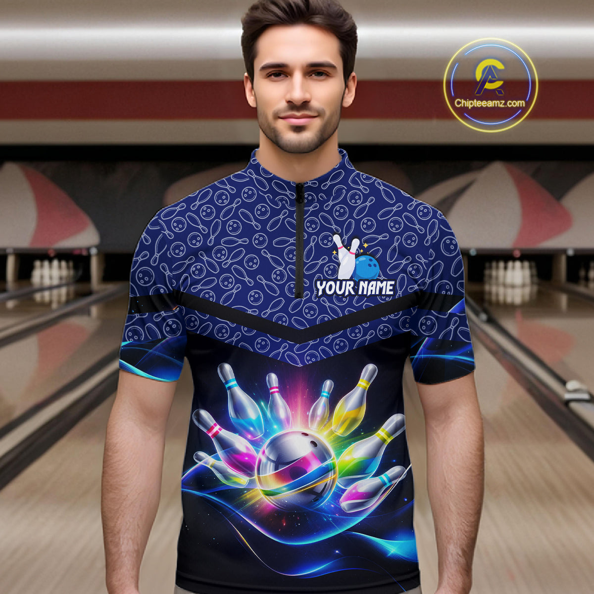 Personalized Bowling Team Shirt for Men  Polo & 1/4 Zip Bowling Jersey League QZT839