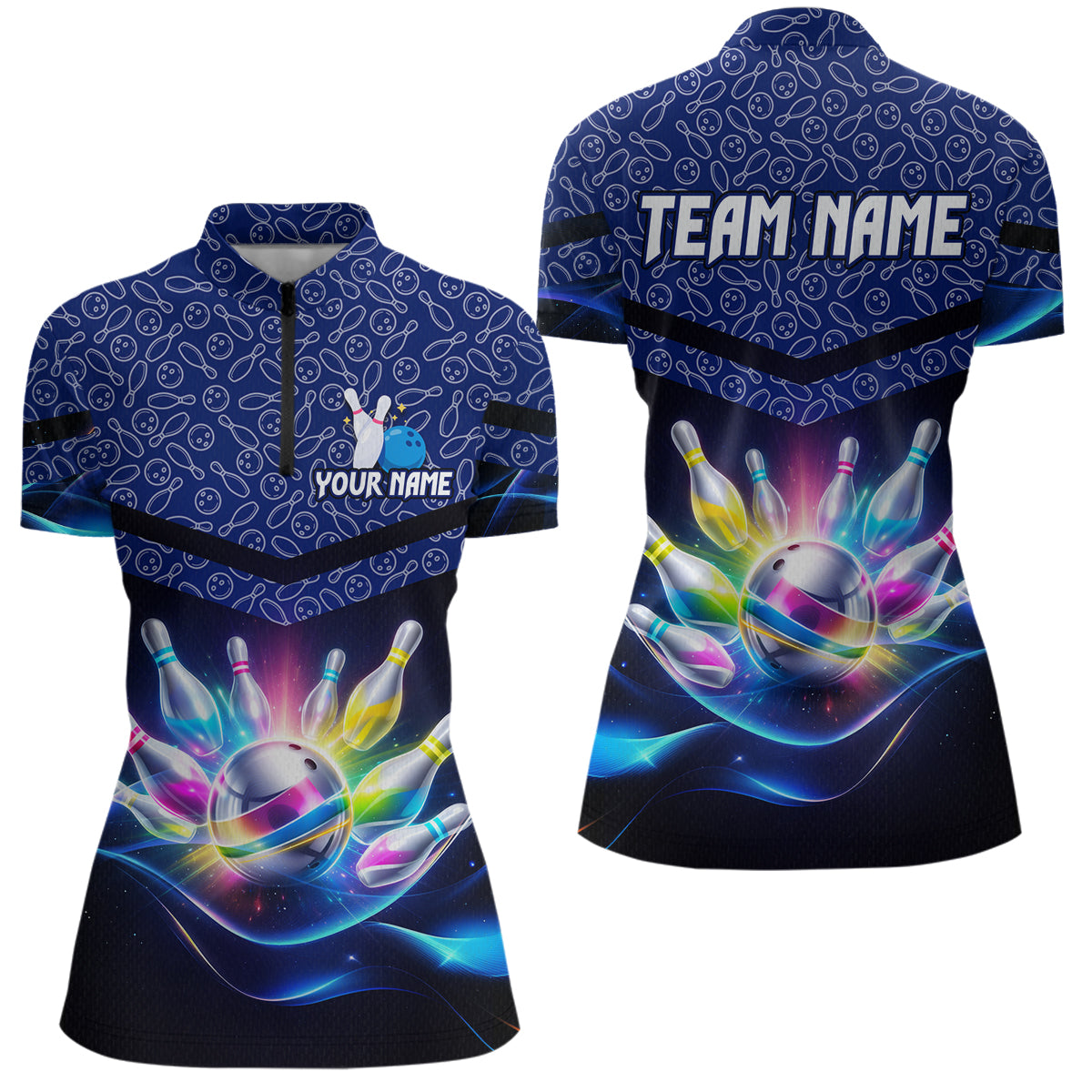 Personalized Bowling Team Shirt for Women  Polo & 1/4 Zip Bowling Jersey League QZT839