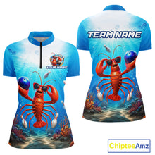Load image into Gallery viewer, Two views of a sports jersey with a lobster design and 'Team Name' text, featuring Chiptee Amz branding.