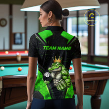 Load image into Gallery viewer, Funny Green Crocodile Billiard Team Shirt for Women Custom 8 Ball Pool Billiard Jersey Polo &amp; 1/4-Zip BHT18