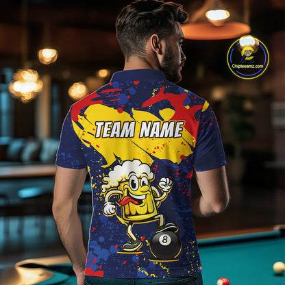 Funny Beer 8 Ball Billiard Shirt for Men Custom Billiard Jersey Pool Shirt Polo & Quarter-Zip BHT19