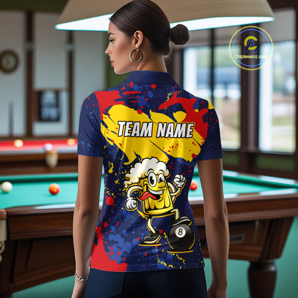 Funny Beer 8 Ball Billiard Shirt for Women Custom Billiard Jersey Pool Shirt Polo & Quarter-Zip BHT19