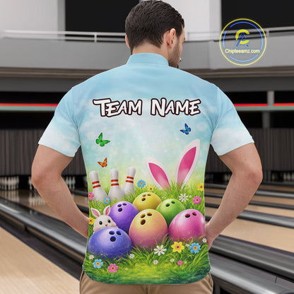 Funny Easter Bowling Shirt Custom Bowling Team Jersey for Men Bowling Outfit Polo & 1/4 Zip QZT979