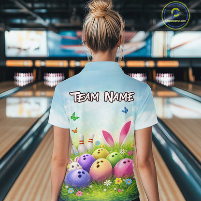 Funny Easter Bowling Shirt Custom Bowling Team Jersey for Women Polo & 1/4 Zip QZT979