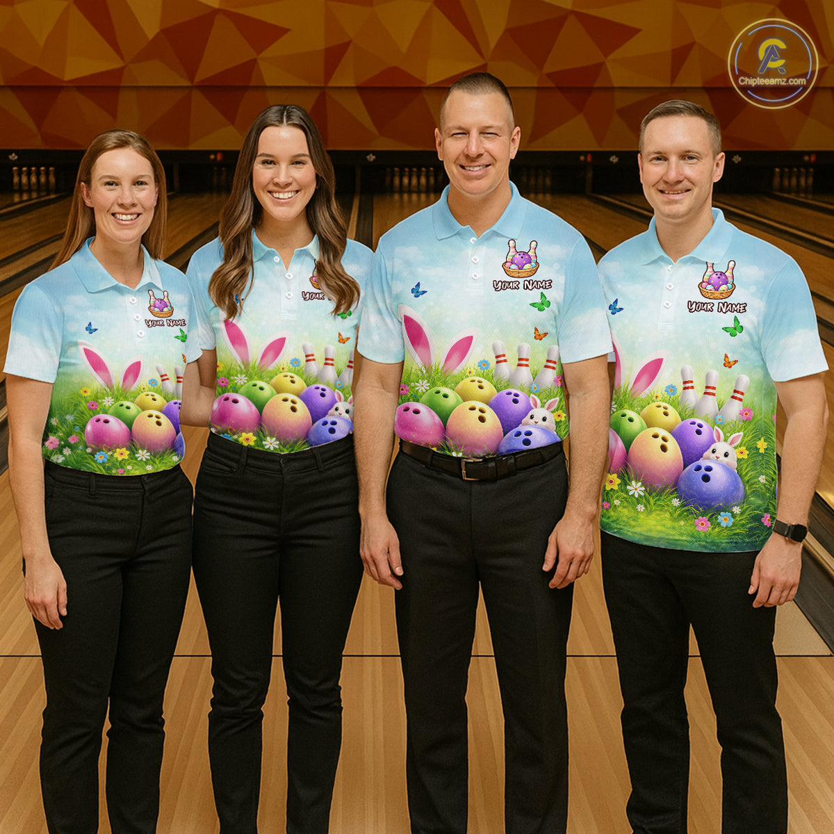 Funny Easter Bowling Shirt Custom Bowling Team Jersey for Women Polo & 1/4 Zip QZT979
