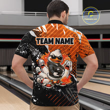 Load image into Gallery viewer, Custom Orange Funny Duck Bowling Team Shirt for Men Bowling League Jersey Polo &amp; Quarter-Zip QZT895