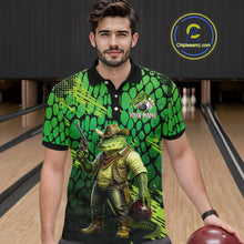 Load image into Gallery viewer, Funny Green Cowboy Alliagator Bowling Shirt for Men Custom Bowling Team Jersey Polo &amp; 1/4-Zip Bowling Outfit QZT1012