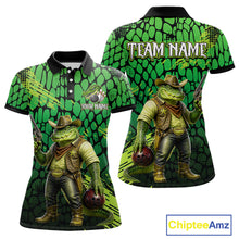 Load image into Gallery viewer, Funny Green Cowboy Alliagator Bowling Shirt for Women Custom Bowling Team Jersey Polo &amp; 1/4-Zip Bowling Outfit QZT1012