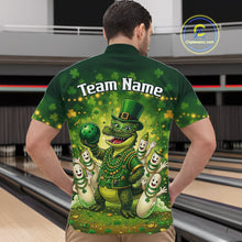 Load image into Gallery viewer, Custom Green Funny Alligator Bowling Shirt Samrock Pattern Bowling St. Patrick's Day for Men QZT935