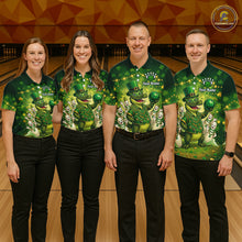 Load image into Gallery viewer, Custom Green Funny Alligator Bowling Shirt Samrock Pattern Bowling St. Patrick's Day for Men QZT935