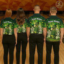 Load image into Gallery viewer, Custom Green Funny Alligator Bowling Shirt Samrock Pattern Bowling St. Patrick's Day for Men QZT935