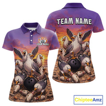 Load image into Gallery viewer, Custom Sunset Funny Gull Team Bowling Shirt for Women Bowling League Jersey Polo &amp; Quarter-Zip QZT1017