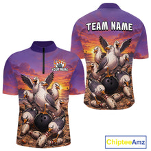 Load image into Gallery viewer, Custom Sunset Funny Gull Team Bowling Shirt for Men Bowling League Jersey Polo &amp; Quarter-Zip QZT1017