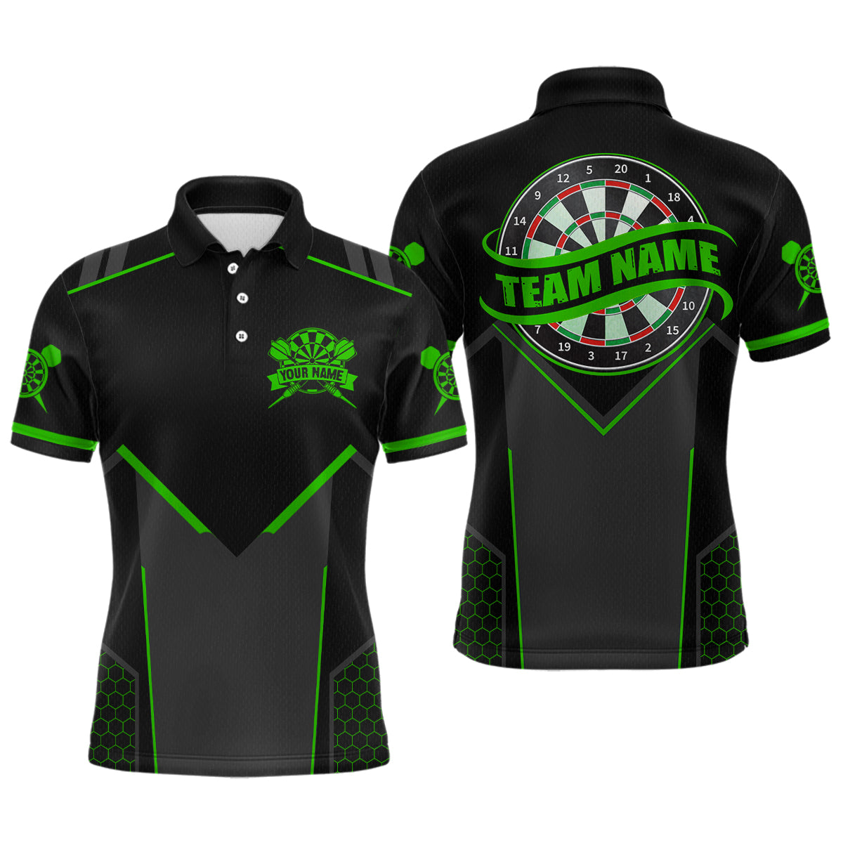 Personalized Green Dart Team Shirt for Men Custom Dart Jersey Polo & 1/4-Zip Dartboard Outfit DHT16