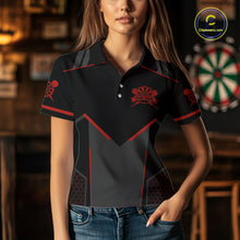 Load image into Gallery viewer, Personalized Red Dart Team Shirt for Women Custom Dart Jersey Polo &amp; 1/4-Zip Dartboard Outfit DHT16