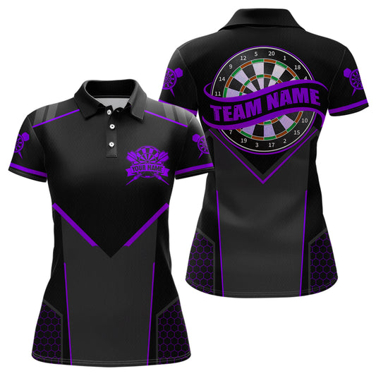 Personalized Purple Dart Team Shirt for Women Custom Dart Jersey Polo & 1/4-Zip Dartboard Outfit DHT16