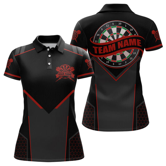 Personalized Red Dart Team Shirt for Women Custom Dart Jersey Polo & 1/4-Zip Dartboard Outfit DHT16