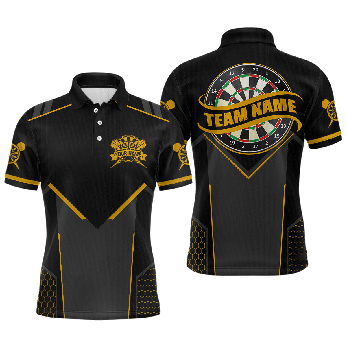 Personalized Yellow Dart Team Shirt for Men Custom Dart Jersey Polo & 1/4-Zip Dartboard Outfit DHT16