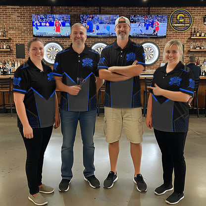 Personalized Blue Dart Team Shirt for Women Custom Dart Jersey Polo & 1/4-Zip Dartboard Outfit DHT16