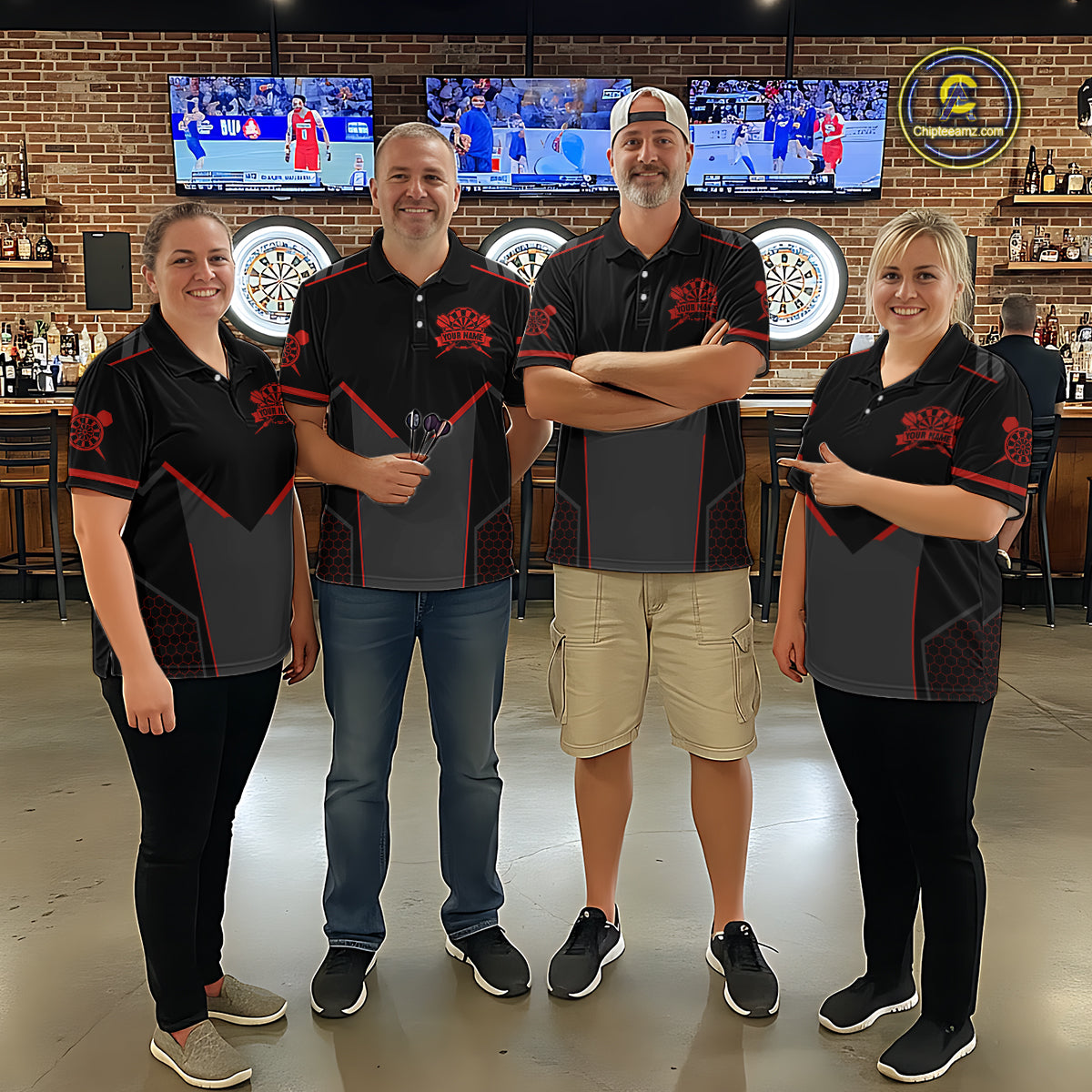 Personalized Red Dart Team Shirt for Women Custom Dart Jersey Polo & 1/4-Zip Dartboard Outfit DHT16