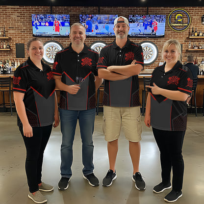Personalized Red Dart Team Shirt for Women Custom Dart Jersey Polo & 1/4-Zip Dartboard Outfit DHT16