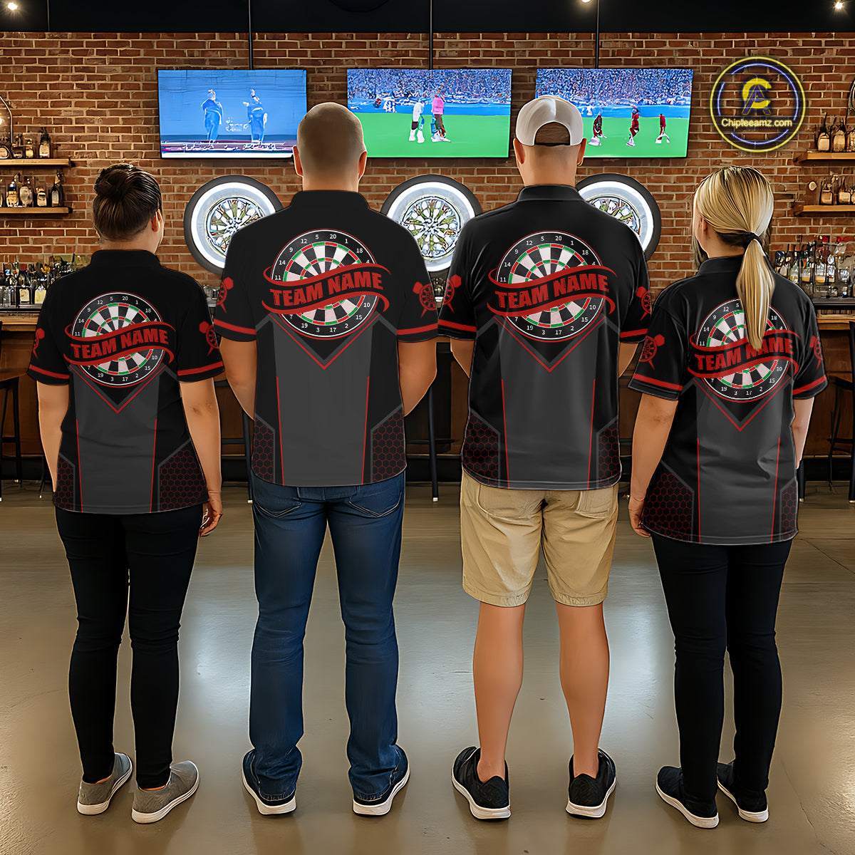 Personalized Red Dart Team Shirt for Women Custom Dart Jersey Polo & 1/4-Zip Dartboard Outfit DHT16