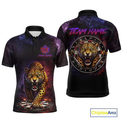 Custom Leopard Dart Shirts for Men Dart Team Jersey Polo & Quarter-Zip Dartboard Shirt Outfit DHT18
