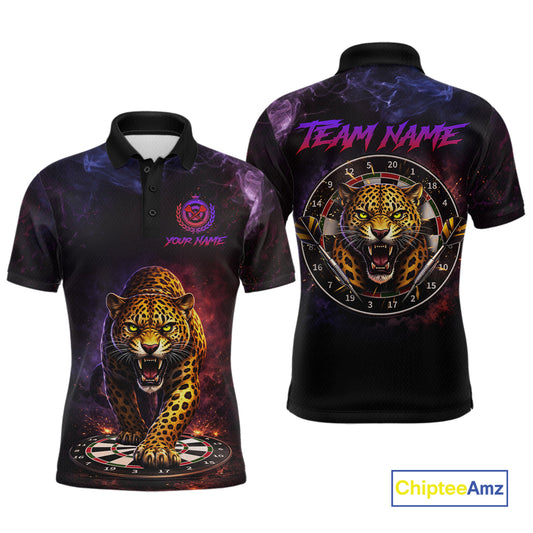 Custom Leopard Dart Shirts for Men Dart Team Jersey Polo & Quarter-Zip Dartboard Shirt Outfit DHT18