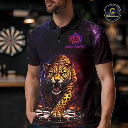 Custom Leopard Dart Shirts for Men Dart Team Jersey Polo & Quarter-Zip Dartboard Shirt Outfit DHT18