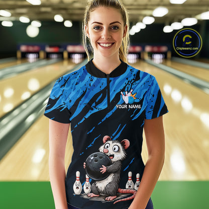 Custom Funny Opossum Bowling Team Jersey Ugly Bowling Shirt League for Women Bowling Gift QZT846
