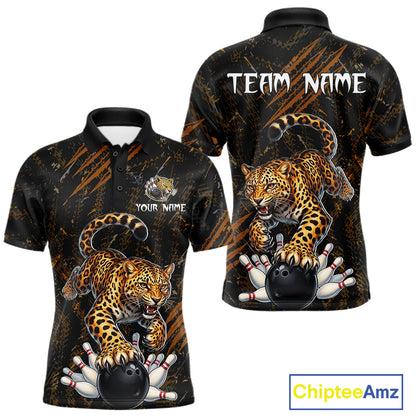 Custom Leopard Bowling Shirt for Men Bowling Team Jersey Polo & Quarter-Zip Bowling Performance QZT983