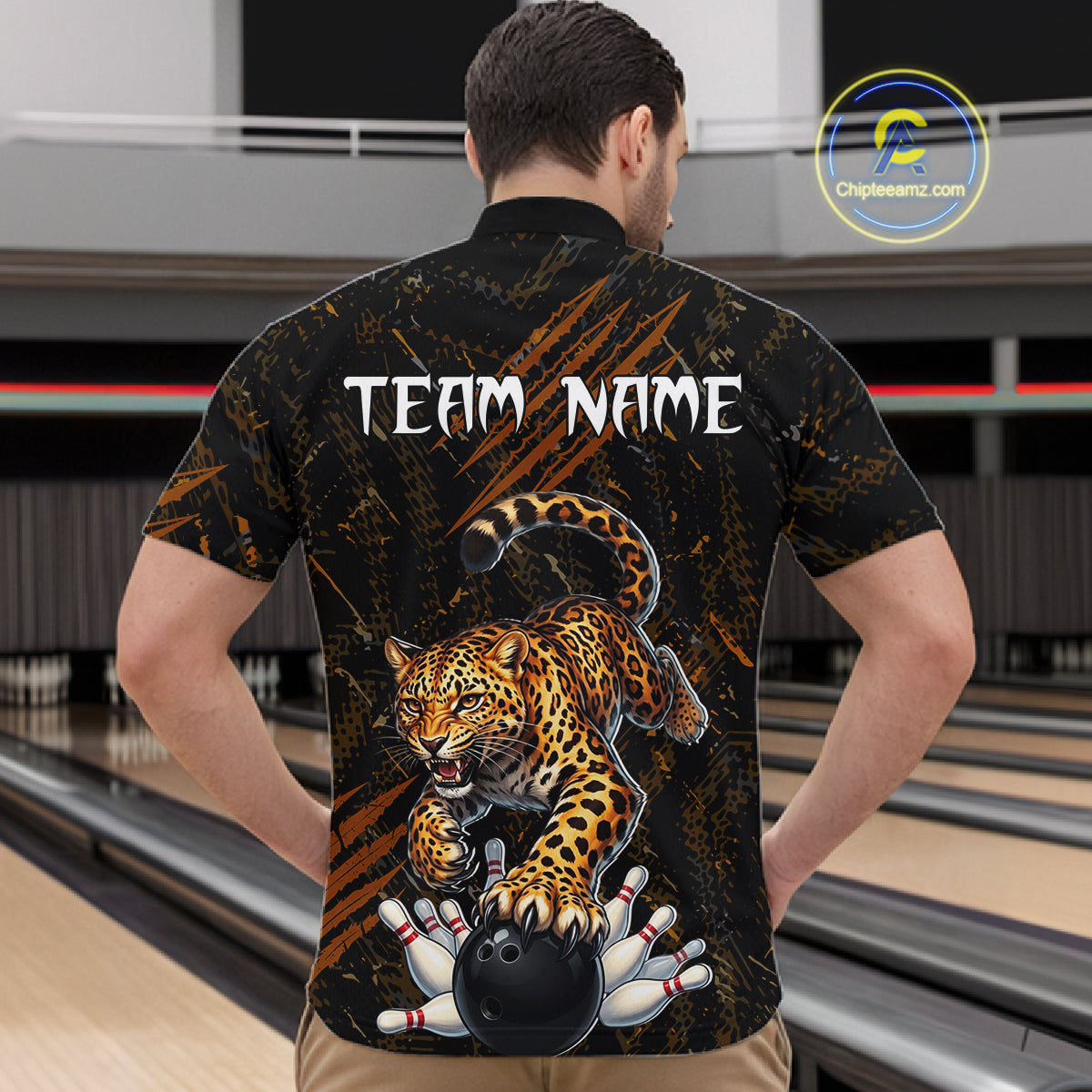 Custom Leopard Bowling Shirt for Men Bowling Team Jersey Polo & Quarter-Zip Bowling Performance QZT983