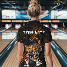 Load image into Gallery viewer, Custom Leopard Bowling Shirt for Women Bowling Team Jersey Polo &amp; Quarter-Zip Bowling Performance QZT983