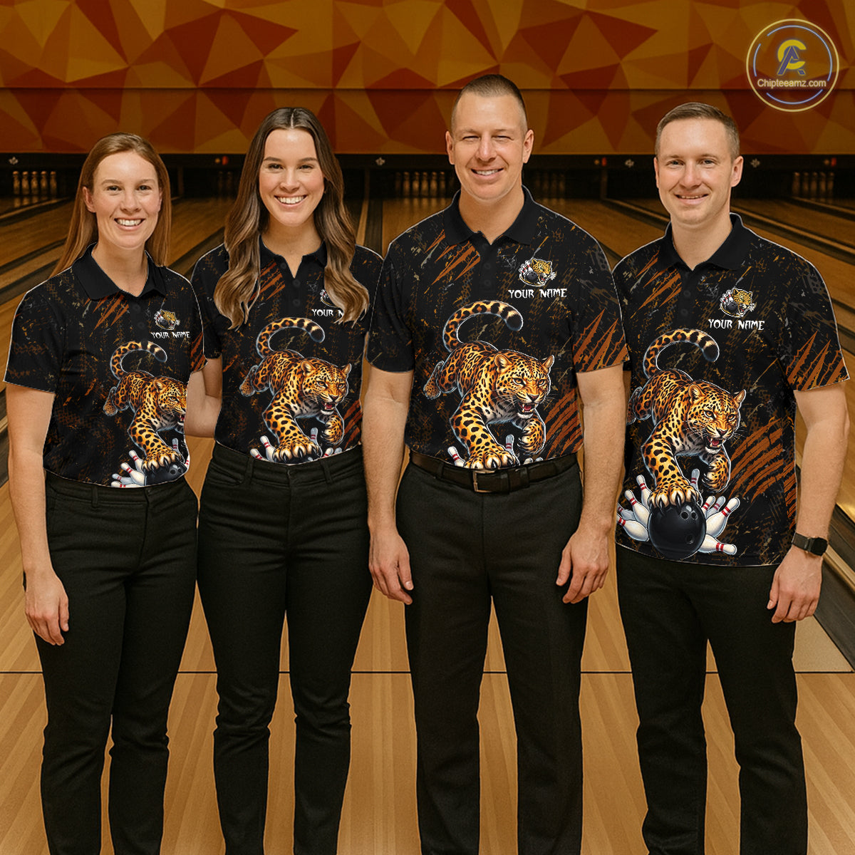 Custom Leopard Bowling Shirt for Women Bowling Team Jersey Polo & Quarter-Zip Bowling Performance QZT983