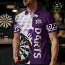 Load image into Gallery viewer, Purple &amp; White Dart Shirts for Men Custom Dart Team Jersey Dartboard Shirt Unisex DHT19