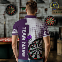 Load image into Gallery viewer, Purple &amp; White Dart Shirts for Men Custom Dart Team Jersey Dartboard Shirt Unisex DHT19