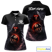 Load image into Gallery viewer, Custom Grim Reaper Billiard Shirts for Women 8 Ball Pool Shirt Polo &amp; Quarter-Zip Billiard Jersey Unisex BHT7