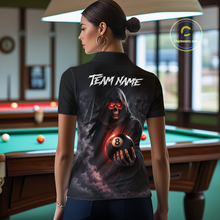 Load image into Gallery viewer, Custom Grim Reaper Billiard Shirts for Women 8 Ball Pool Shirt Polo &amp; Quarter-Zip Billiard Jersey Unisex BHT7