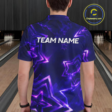 Load image into Gallery viewer, Custom Neon Purple Star Bowling Shirt for Men Bowling Jersey Polo &amp; Quarter-Zip QZT1025
