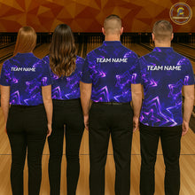 Load image into Gallery viewer, Custom Neon Purple Star Bowling Shirt for Men Bowling Jersey Polo &amp; Quarter-Zip QZT1025